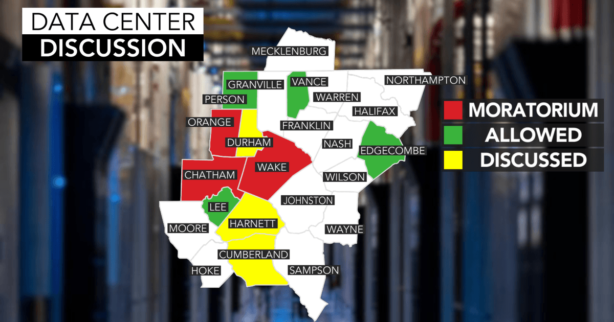 Data centers on hold: Here’s how each county in central NC is handling data center development plans :: WRAL.com