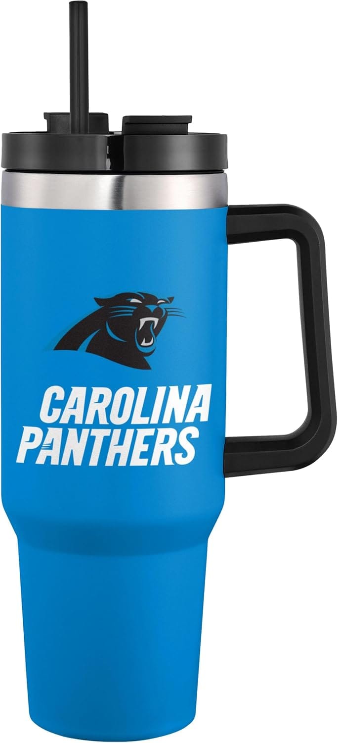 Create a 10-word scroll-stopping headline for: FOCO NFL unisex-adult NFL Team Logo Insulated Travel Mug 40oz XL Tumbler | Vibe NC