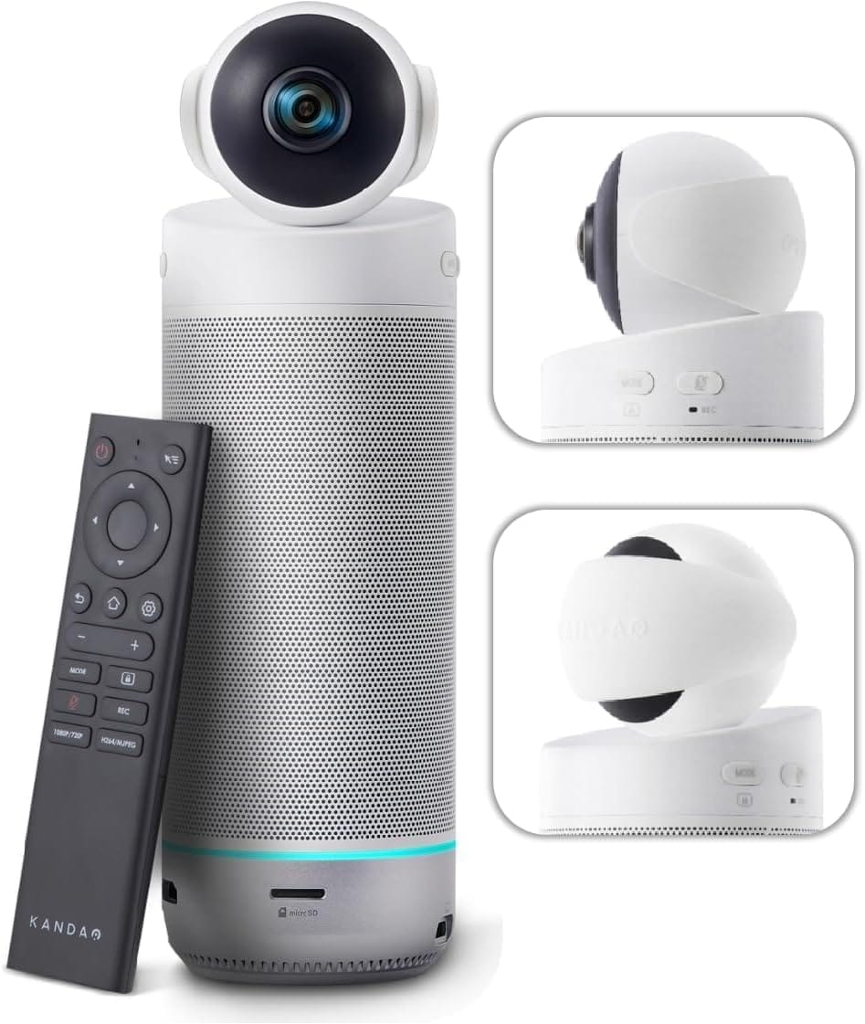 Create a 10-word scroll-stopping headline for: KanDao Meeting S 1080P HD Conference Room Camera, AI Face Recognition and Speaker Tracking, 8 Noise Cancelling Mics, Smart Zoom, Automatic Focus, 180-Degree, Plug & Play, Compatible with Teams, Skype | Vibe NC