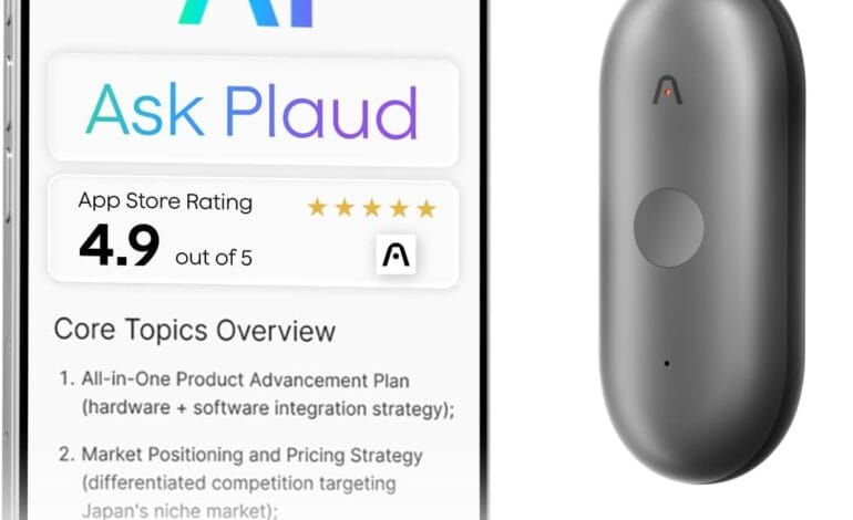 Plaud NotePin S AI Voice Recorder, Wearable AI Notetaker, AI Transcribe & Summarize, Support 112 Languages, 64GB Memory, Audio Recorder for Meetings Interviews with 4 Accessories