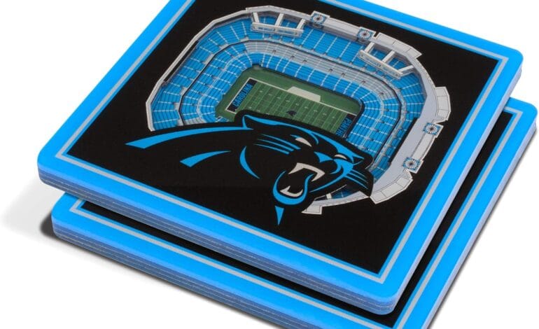 Here are a few 10-word scroll-stopping headlines:

Bring Bank of America Stadium Home! Panthers 3D Coasters. Essential.
Panthers Fan? Your Bank of America Stadium 3D Coasters Just Arrived!
See Your Panthers Stadium in 3D! Coasters That Roar.
Carolina Panthers 3D Stadium Coasters: Own Bank of America’s Miniature Majesty!
Protect Your Table, Display Your Panthers Pride! 3D Stadium Coasters.
 | Vibe NC