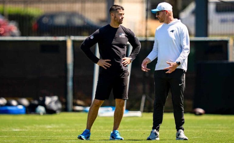 Create a 10-word scroll-stopping headline for: For Dave Canales, Darrell Bevell has always been there for truth and help | Vibe NC