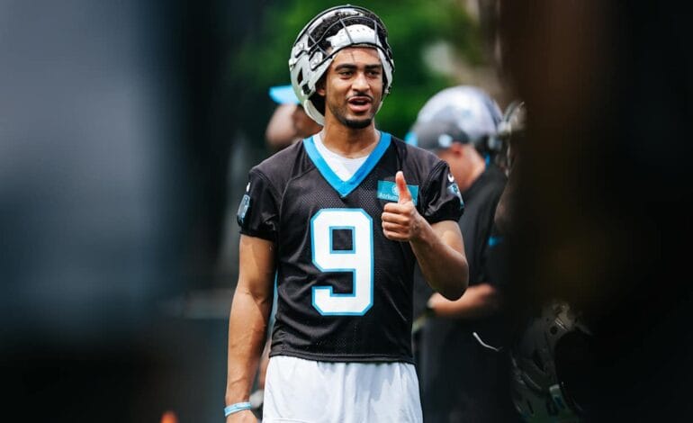 Create a 10-word scroll-stopping headline for: Five takeaways from OTAs, including Bryce Young taking “ownership” and more from Tuesday | Vibe NC