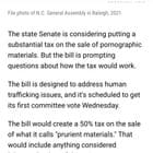 Create a 10-word scroll-stopping headline for: Possible New Bill 50% Tax on Pornographic Materials | Vibe NC