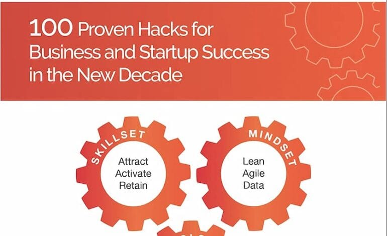 Create a 10-word scroll-stopping headline for: The Growth Hacking Book 2 : 100 Proven Hacks for Business and Startup Success in the New Decade | Vibe NC