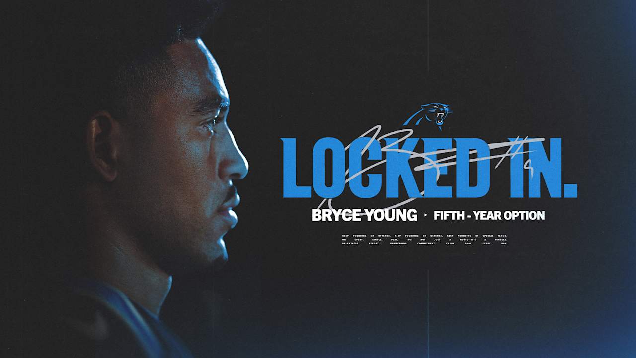 Create a 10-word scroll-stopping headline for: Panthers pick up the fifth-year option on quarterback Bryce Young’s contract | Vibe NC
