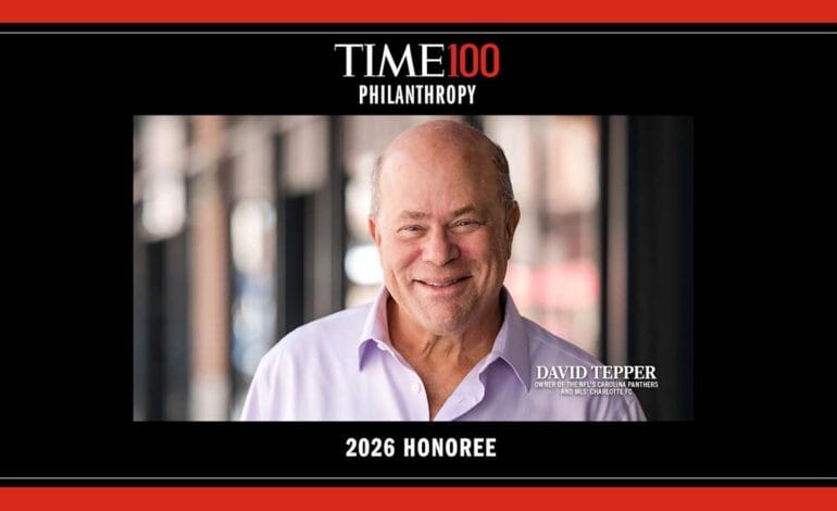 Create a 10-word scroll-stopping headline for: David Tepper named to the 2026 TIME 100 Philanthropy list of the 100 most influential leaders in philanthropy | Vibe NC