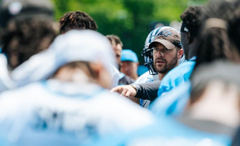 Create a 10-word scroll-stopping headline for: Four takeaways, from growing competition to cross-training, on Panthers’ second day of minicamp  | Vibe NC