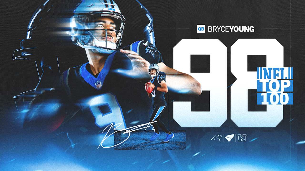 Create a 10-word scroll-stopping headline for: Bryce Young comes in at No. 98 on the NFL Top 100 list | Vibe NC