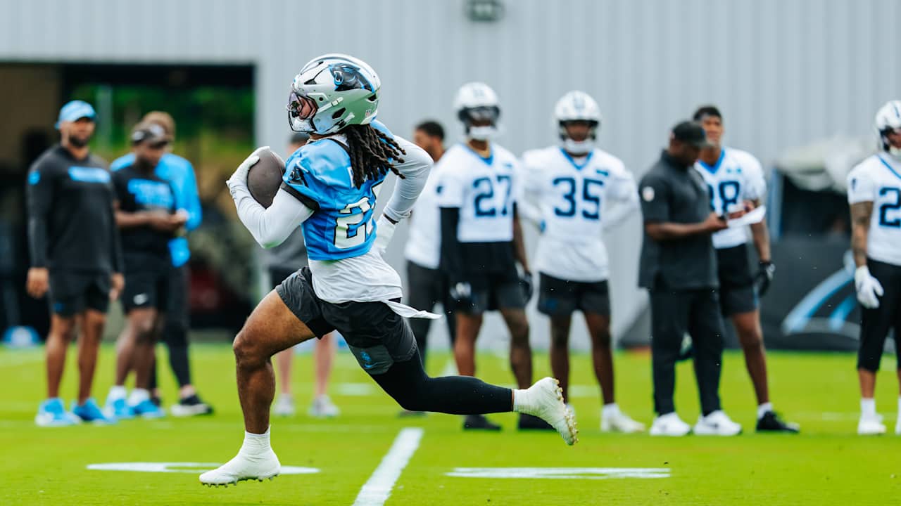 Create a 10-word scroll-stopping headline for: Jonathon Brooks bringing speed and competition to Panthers’ OTAs | Vibe NC
