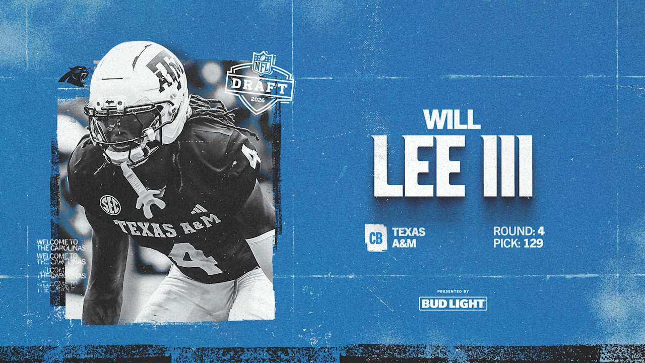 Create a 10-word scroll-stopping headline for: With the No. 129 overall pick, the Panthers choose cornerback Will Lee | Vibe NC