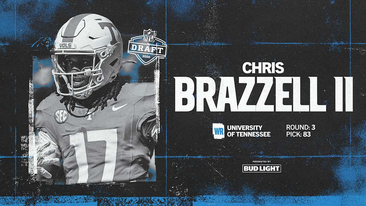 Create a 10-word scroll-stopping headline for: With the No. 83 overall pick, the Panthers take Tennessee receiver Chris Brazzell II  | Vibe NC