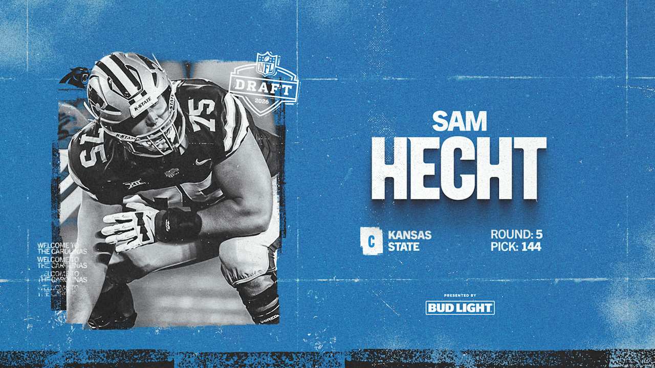 Create a 10-word scroll-stopping headline for: With the 144th overall pick, the Panthers select center Sam Hecht | Vibe NC