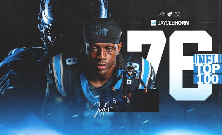 Here are a few 10-word scroll-stopping options:

Jaycee Horn’s Legacy Ascends: #76 Overall NFL Top 100!
Horn Dominates! #76 on NFL Top 100. Legacy Continues.
UNBELIEVABLE! Jaycee Horn Lands #76 NFL Top 100. Legacy Set.
Top 100 Stunner: Jaycee Horn is #76. Legacy Continues!
Jaycee Horn: #76 Overall NFL Top 100. Legacy Continues!
 | Vibe NC